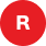 A blurry red circle with a bold white letter "R" in the center, appearing slightly out of focus.