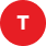 A blurry red circle with a white capital letter "T" in the center.